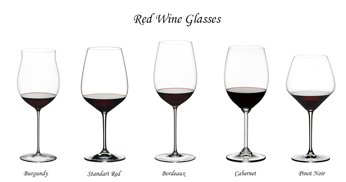 Red wine glasses with stem