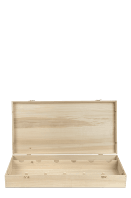 Wooden wine box, six bottles