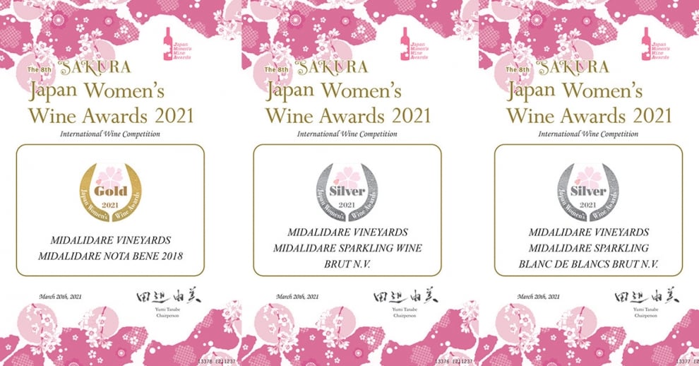 Midalidare is awarded tree medals by Sakura Japan Women’s Wine Award